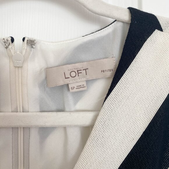 Loft Petite Womens Size 6P Black and White Stripe Work Attire Cocktail Dress - Picture 4 of 8